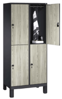 Evolo locker with 2 tiers on feet 150 mm high, 2 compart., 4 doors, 400 mm compart. width, outside d Evolo locker with 2 tiers on feet 150 mm high, 2 compart., 4 doors, 400 mm compart. width, outside d